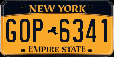 NY license plate GOP6341