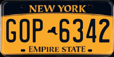 NY license plate GOP6342