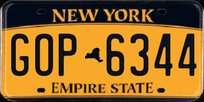 NY license plate GOP6344