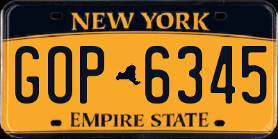 NY license plate GOP6345
