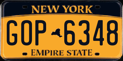 NY license plate GOP6348