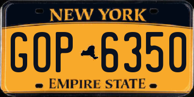 NY license plate GOP6350