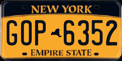 NY license plate GOP6352