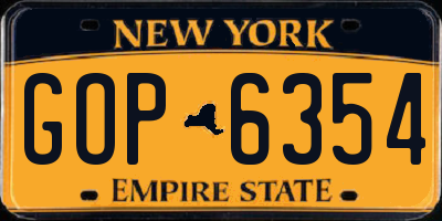NY license plate GOP6354