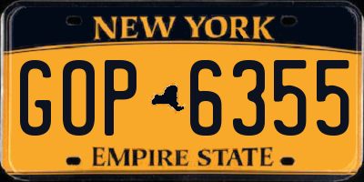 NY license plate GOP6355