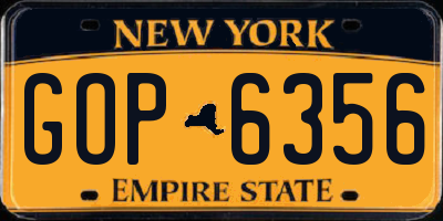 NY license plate GOP6356