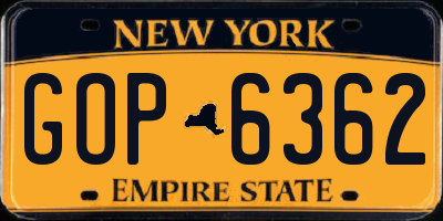 NY license plate GOP6362