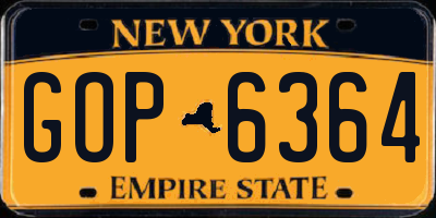 NY license plate GOP6364