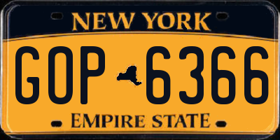 NY license plate GOP6366