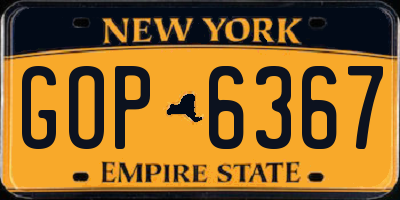 NY license plate GOP6367