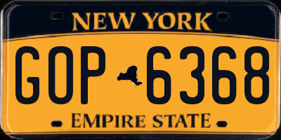 NY license plate GOP6368