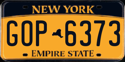 NY license plate GOP6373