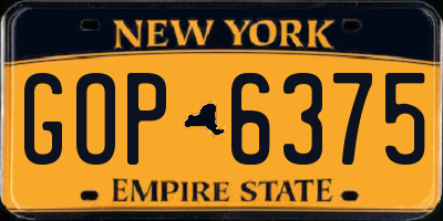 NY license plate GOP6375