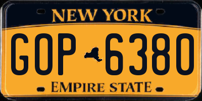 NY license plate GOP6380