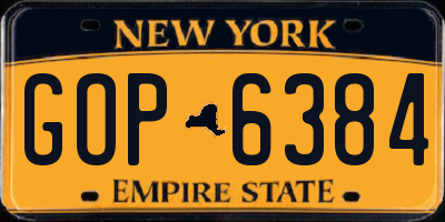 NY license plate GOP6384