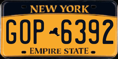 NY license plate GOP6392