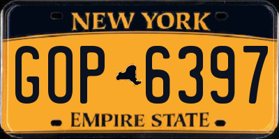 NY license plate GOP6397