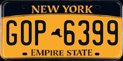 NY license plate GOP6399