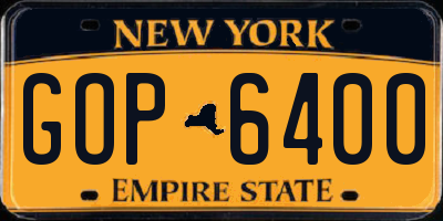 NY license plate GOP6400