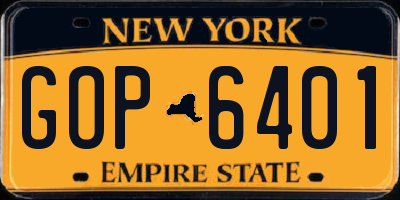 NY license plate GOP6401
