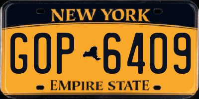 NY license plate GOP6409