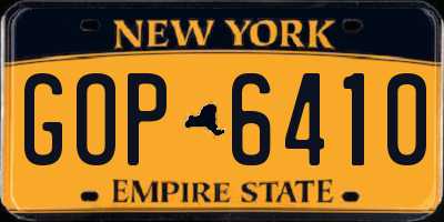 NY license plate GOP6410