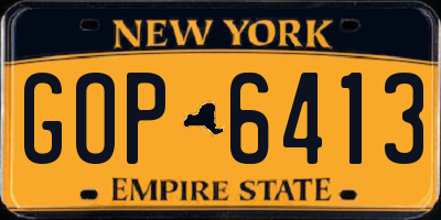 NY license plate GOP6413
