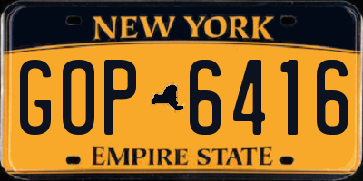 NY license plate GOP6416