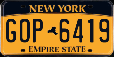 NY license plate GOP6419