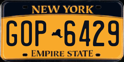 NY license plate GOP6429