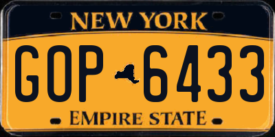 NY license plate GOP6433