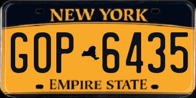 NY license plate GOP6435
