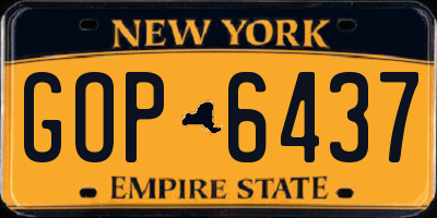 NY license plate GOP6437
