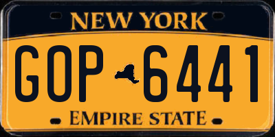 NY license plate GOP6441