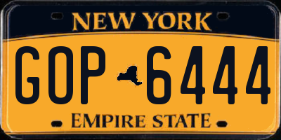 NY license plate GOP6444