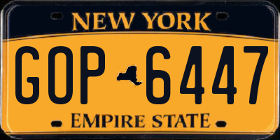 NY license plate GOP6447