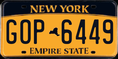 NY license plate GOP6449