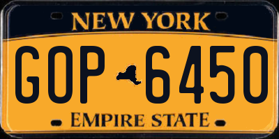 NY license plate GOP6450