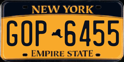 NY license plate GOP6455