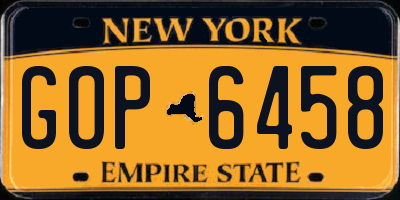 NY license plate GOP6458