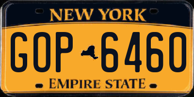 NY license plate GOP6460
