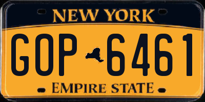 NY license plate GOP6461