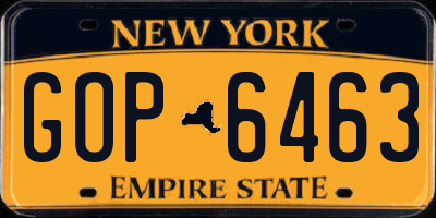 NY license plate GOP6463