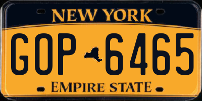 NY license plate GOP6465