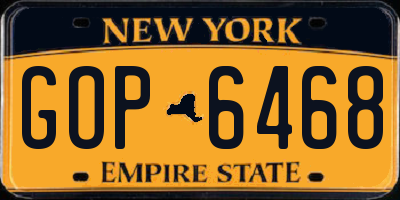 NY license plate GOP6468