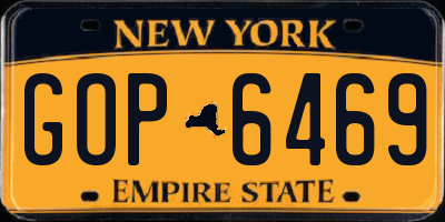 NY license plate GOP6469
