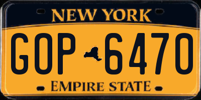 NY license plate GOP6470