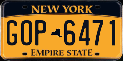 NY license plate GOP6471