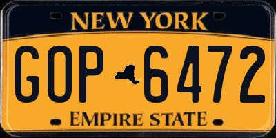 NY license plate GOP6472