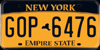 NY license plate GOP6476
